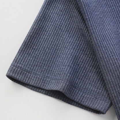 華夫格中式手工扣T-Shirt（蒼藍色）Waffle KF Button Boxy T-Shirt（BLUE） - Full House Denim & Workshop