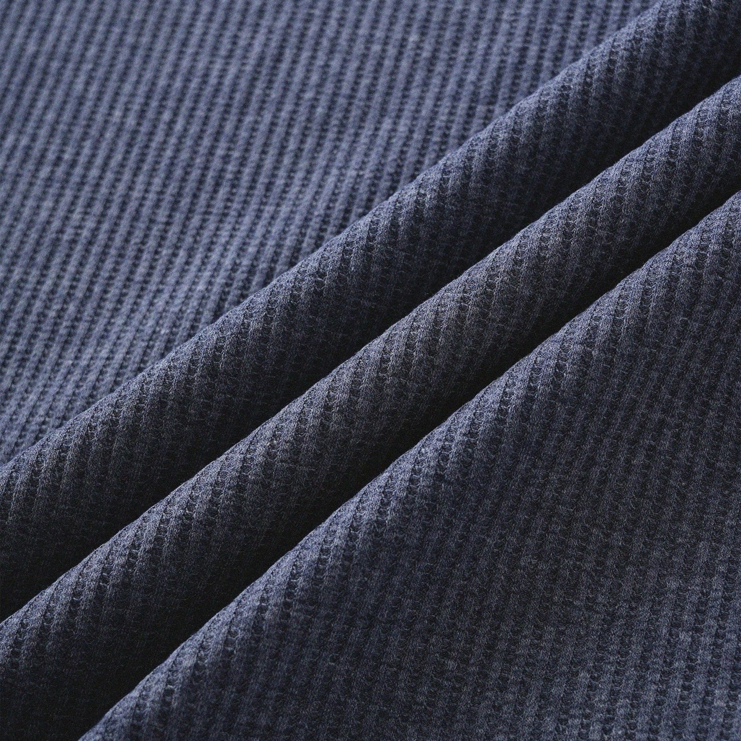 華夫格中式手工扣T-Shirt（蒼藍色）Waffle KF Button Boxy T-Shirt（BLUE） - Full House Denim & Workshop