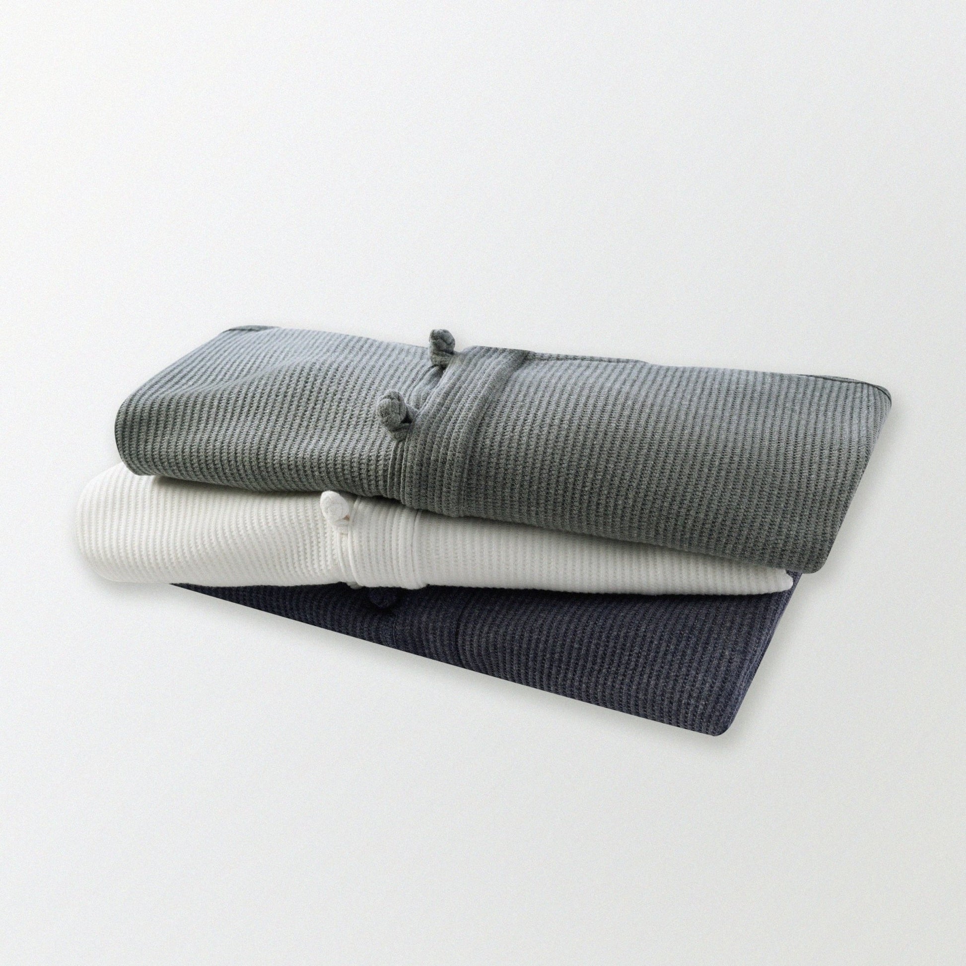 華夫格中式手工扣T-Shirt（瓦松綠色）Waffle KF Button Boxy T-Shirt（SLATE GREEN） - Full House Denim & Workshop
