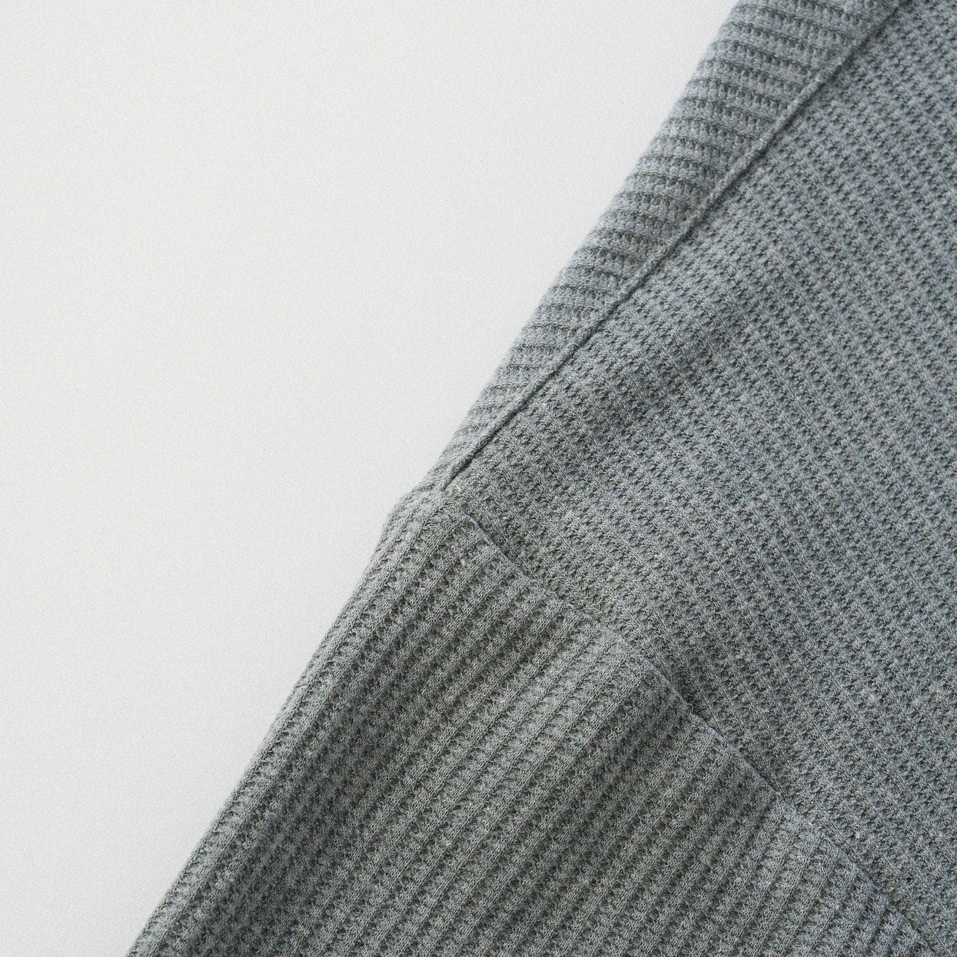 華夫格中式手工扣T-Shirt（瓦松綠色）Waffle KF Button Boxy T-Shirt（SLATE GREEN） - Full House Denim & Workshop