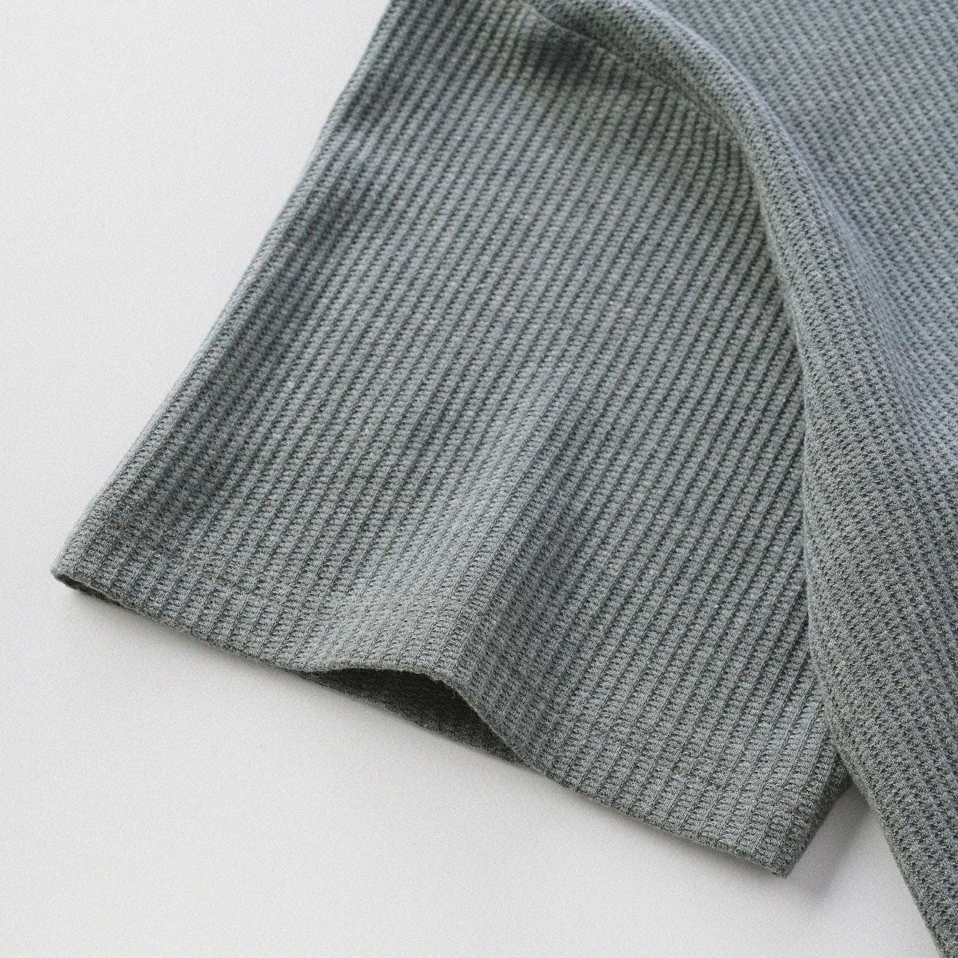華夫格中式手工扣T-Shirt（瓦松綠色）Waffle KF Button Boxy T-Shirt（SLATE GREEN） - Full House Denim & Workshop