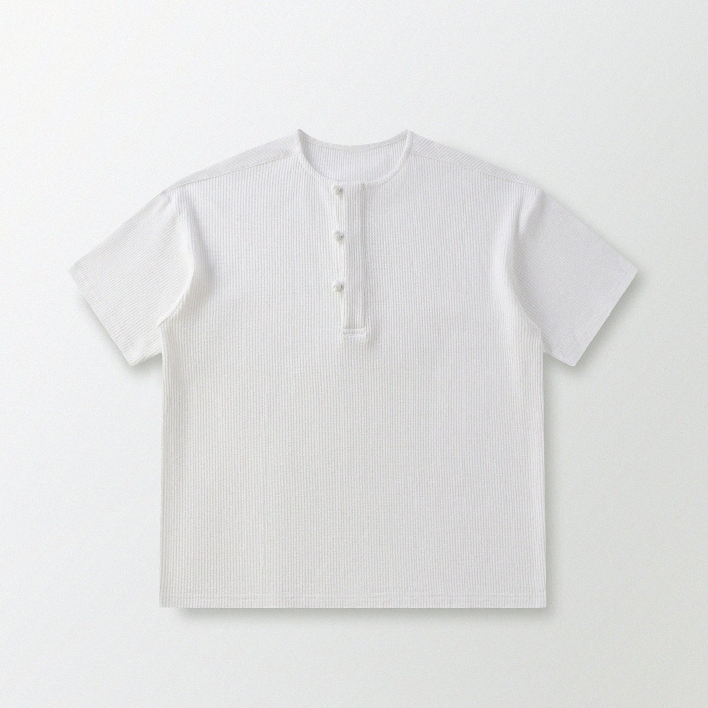華夫格中式手工扣T-Shirt（雲峰白色）Waffle KF Button Boxy T-Shirt（White） - Full House Denim & Workshop