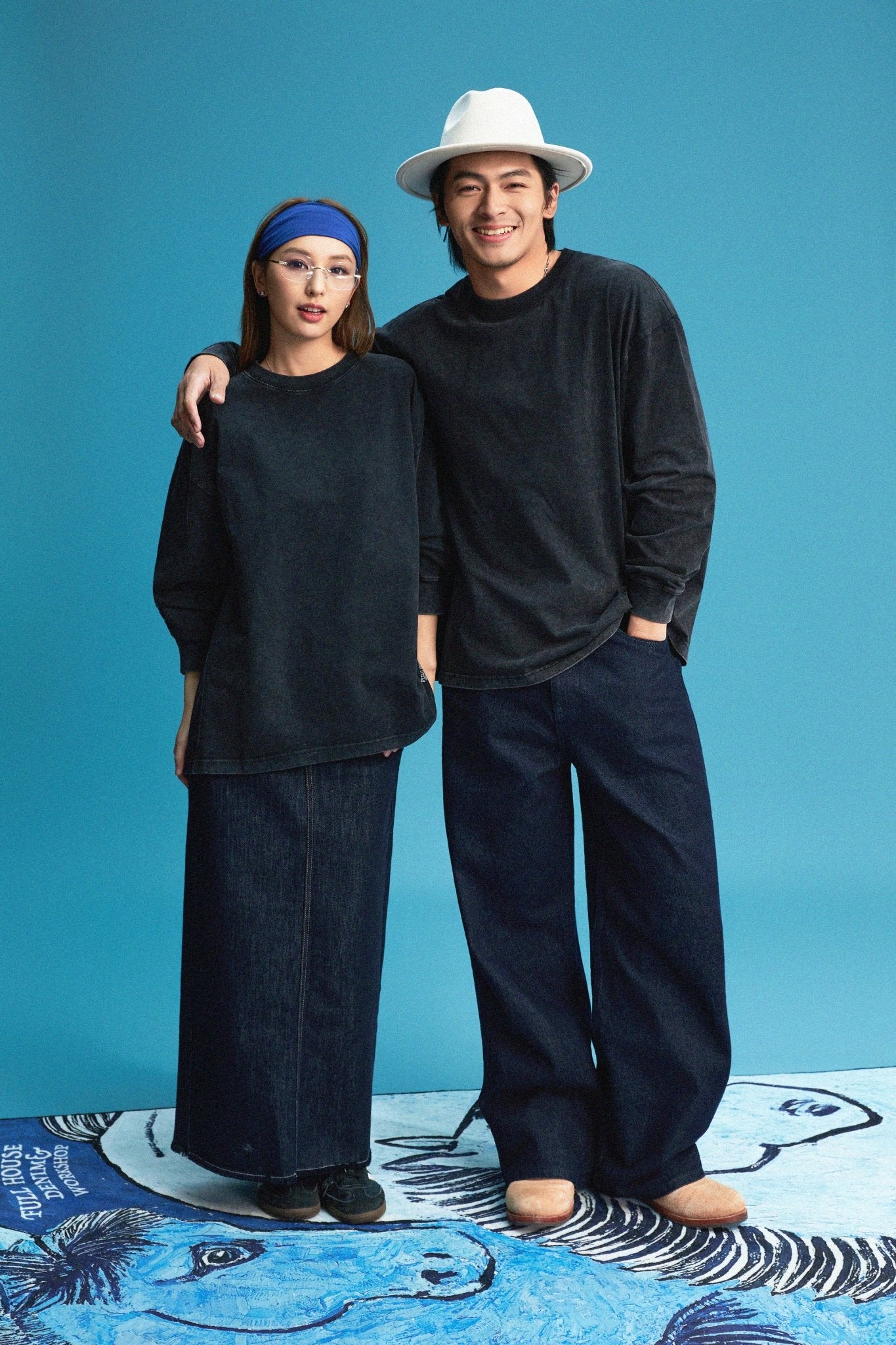 【勝つい戦馬】Ukiyo - e Horse Pattern Long Sleeves T-Shirt (Charcoal) - Full House Denim & Workshop