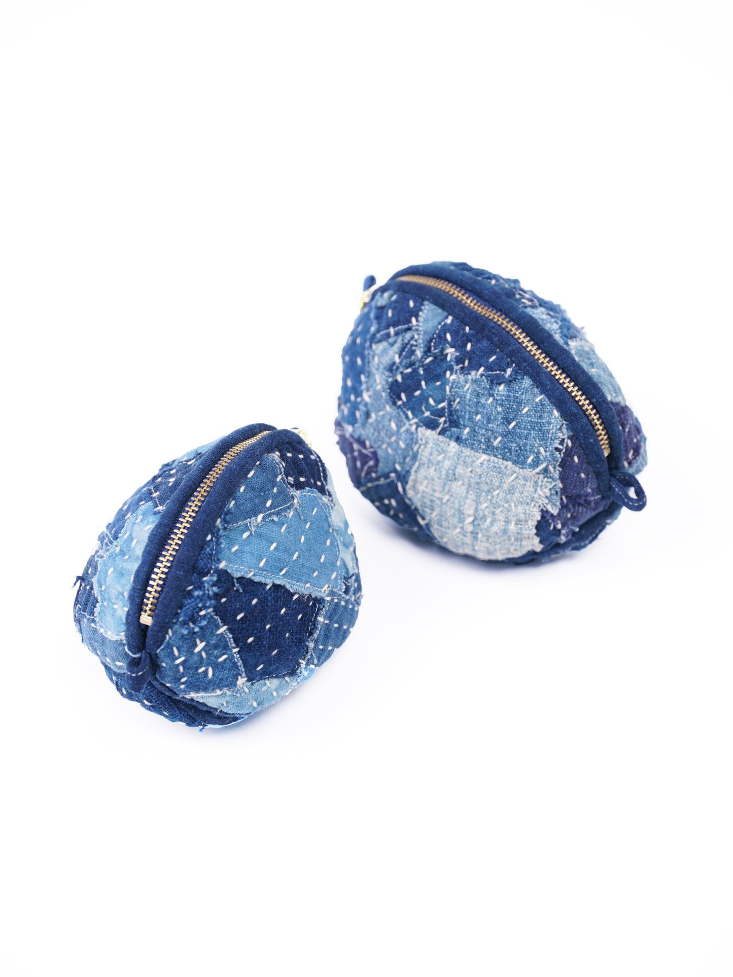 Boro &amp; Sashiko Olives Coins Purse ragged thorn embroidered olive coin purse