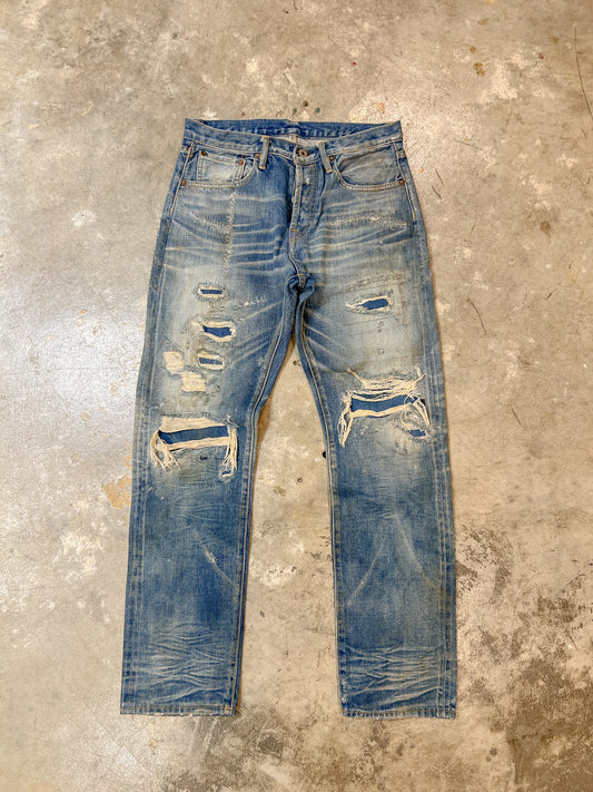 F05 Damaged Crushing Denim Jeans