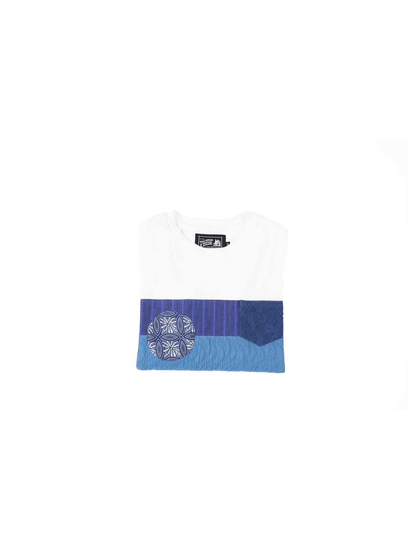Indigo Patchwork Pocket Tee 【限定品】ブルー染めパッチワークポケットTシャツ