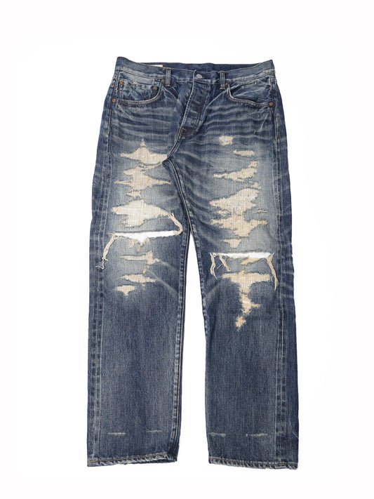【Custom】HG01 16oz. Damaged Crush Straight Cut Jeans
