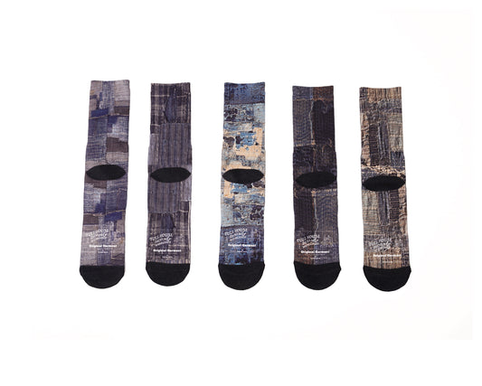 Boro &amp; Sashiko Digital Print Socks